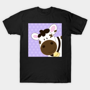 Cute Happy Cow -  Light Purple Dot T-Shirt